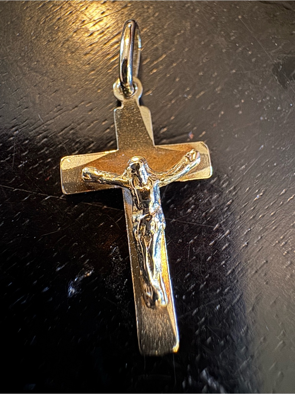14k  Gold Tone Crucifix Pendant - Religious Cross Necklace